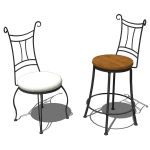 Wrought iron side chair and counter stool by Stone...