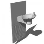 Modern chrome, wall-mounted water cooler. At the s...