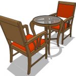 Indonesian teak armchair and table set