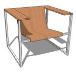 Arm chair, metal frame mat chromed, seat and arms ...
