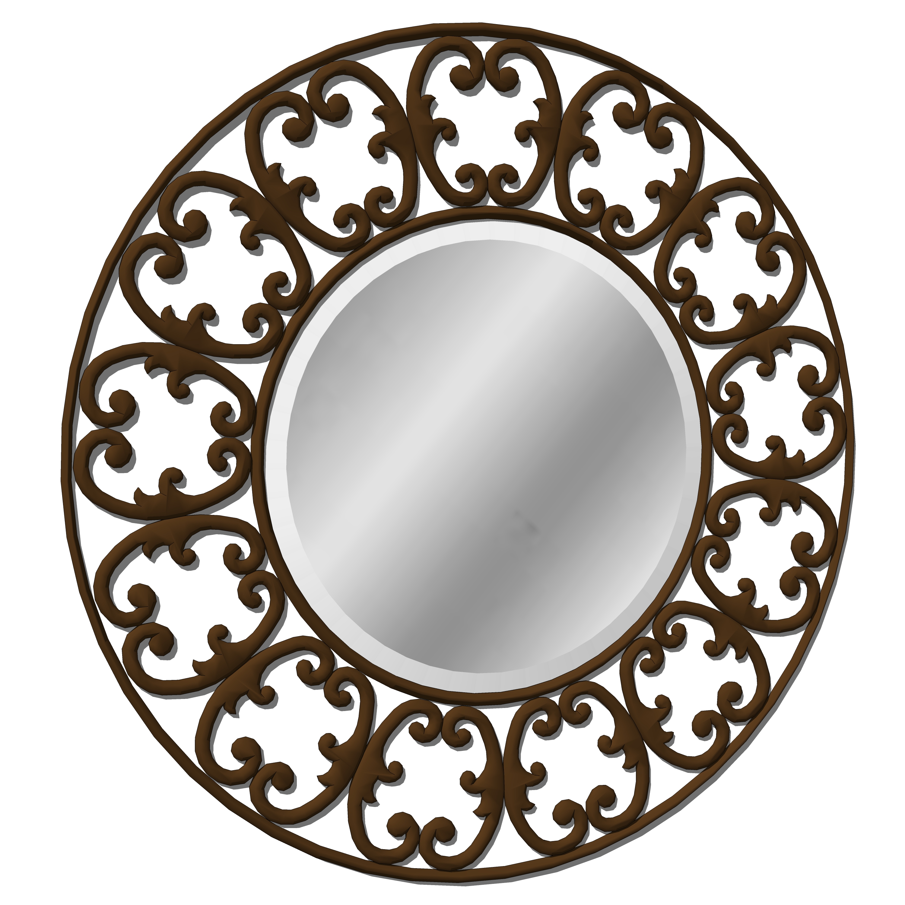 Round scrolled iron mirror with wrought iron side .... 