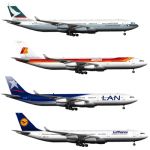 Airbus A340 in 4 color configurations
