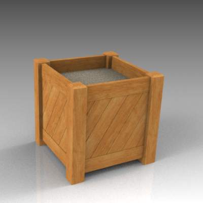 Wooden planter. SketchUp V3 wood texture is horizo.... 