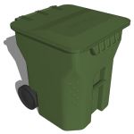 Large rolling residential trash receptacle.