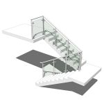 Staircase with metal and glass railing fully model...