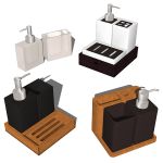 4 different sets of bathroom accesories.