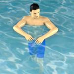 Man swimming; reduced polys from chest down.