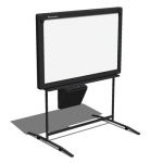A Panasonic electronic whiteboard, with attached p...