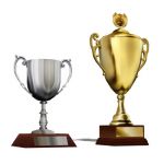 Two Metal Cup Trophies