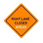 US Right Lane Closed construction sign; code W29-5...